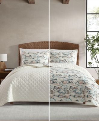 Alani Island Conversation Cotton Reversible 3-Pc. Quilt Set, King