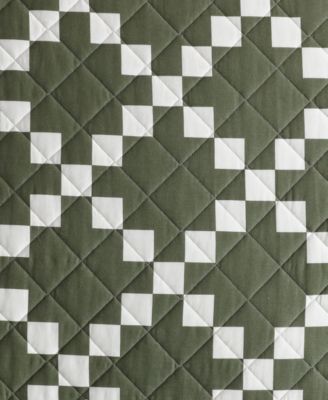 Diamond Floral Cotton Reversible 3-Pc. Quilt Set, Full/Queen