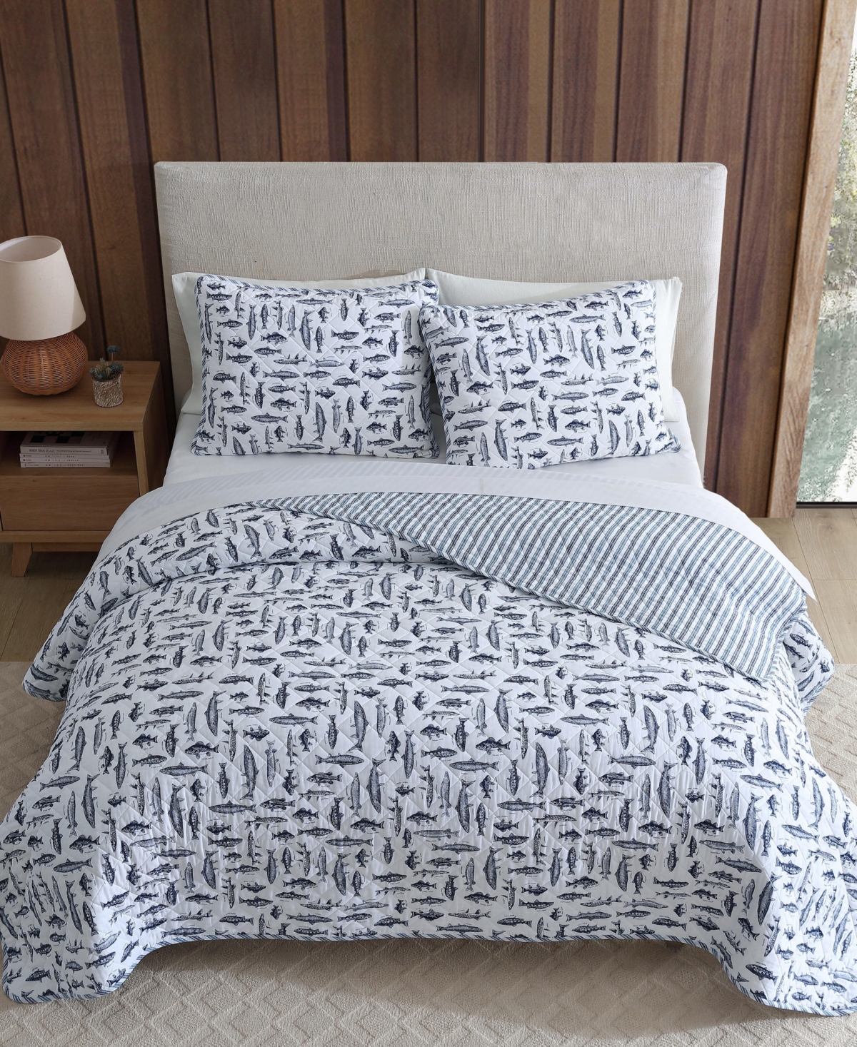 Eddie Bauer Wes Fish Cotton Reversible 3-Pc. Quilt Set, King