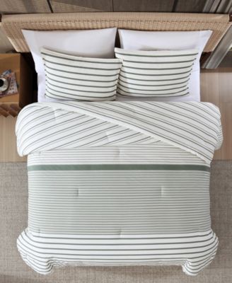 Cooper Stripe Cotton Reversible 3-Pc. Comforter Set, Full/Queen