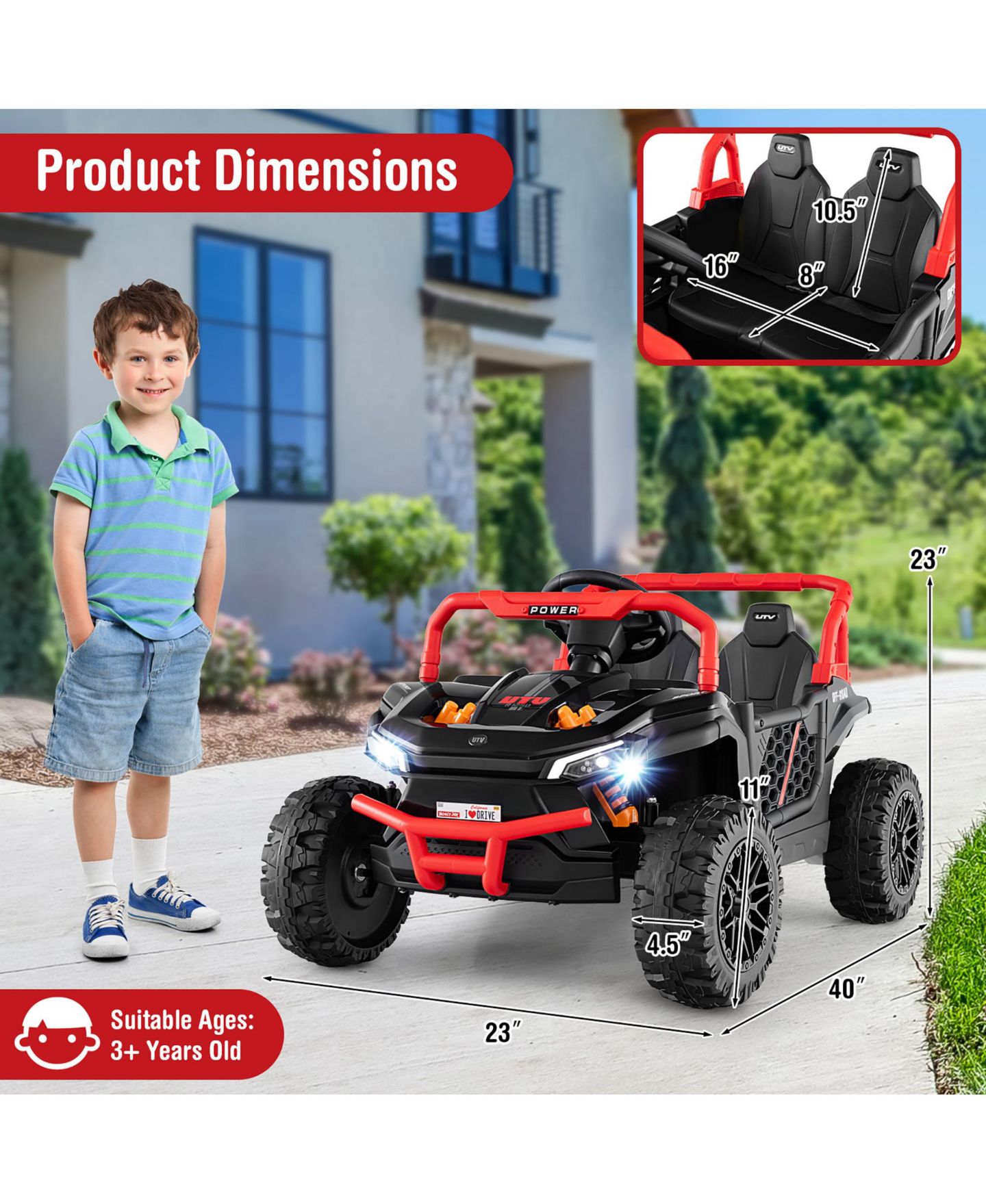 Детская игрушка Gymax 12V Kids Ride-On Truck with Parental Remote Control, 55 lbs, от 3 лет, цвет: Чёрный — фото 3