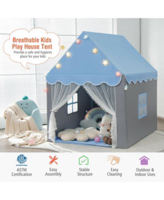 Kids Playhouse Tent with Star Lights and Mat