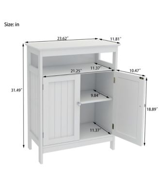 Bathroom Storage Cabinet with Double Shutter Doors in White, Elegant & Functional