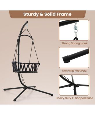 Swing Chair w/ Stand Patio Hanging Swing Chair w/ Comfortable Seat & Back Cushions