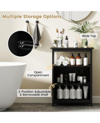 Bathroom Floor Cabinet Freestanding Storage Organizer with Open Compartment