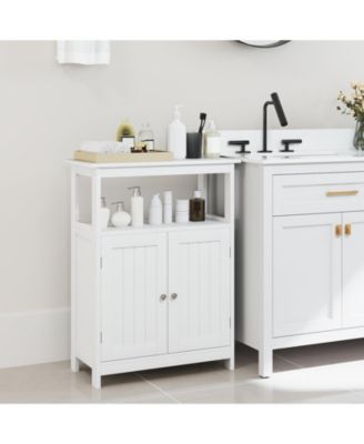 Bathroom Floor Cabinet Freestanding Storage Organizer with Open Compartment