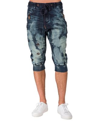 Men's Premium Knit Denim Jogger Capri Shorts