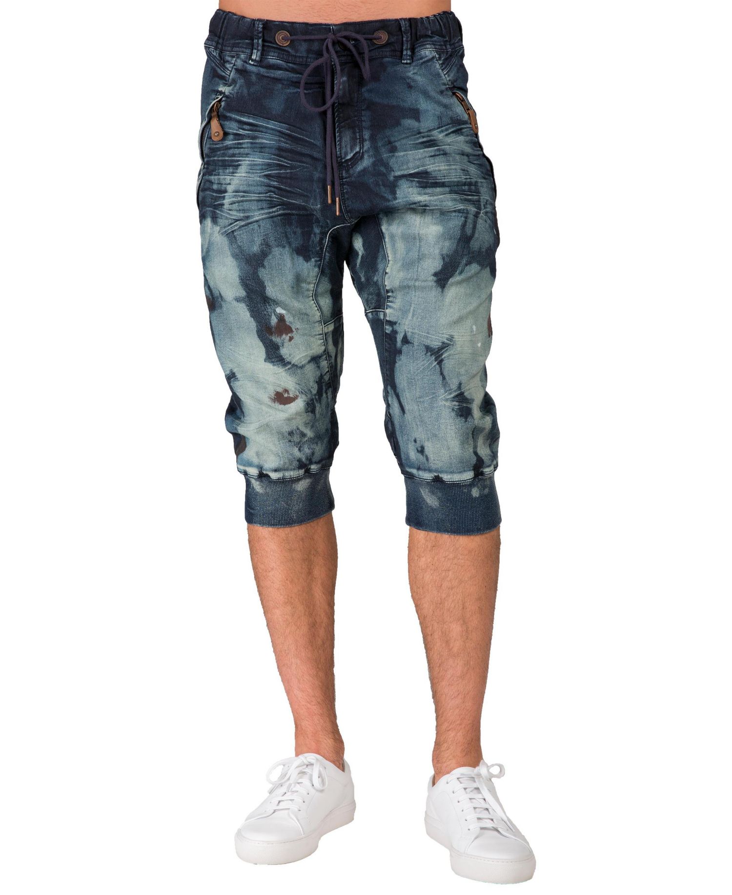 Men's Premium Knit Denim Jogger Capri Shorts