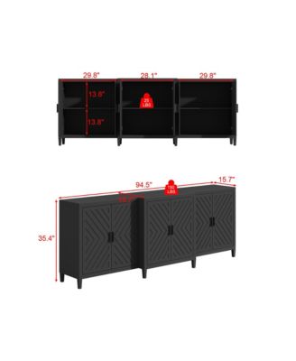 High quality black hemp flour multifunctional four door dressing table, wooden storage cabinet, side cabinet