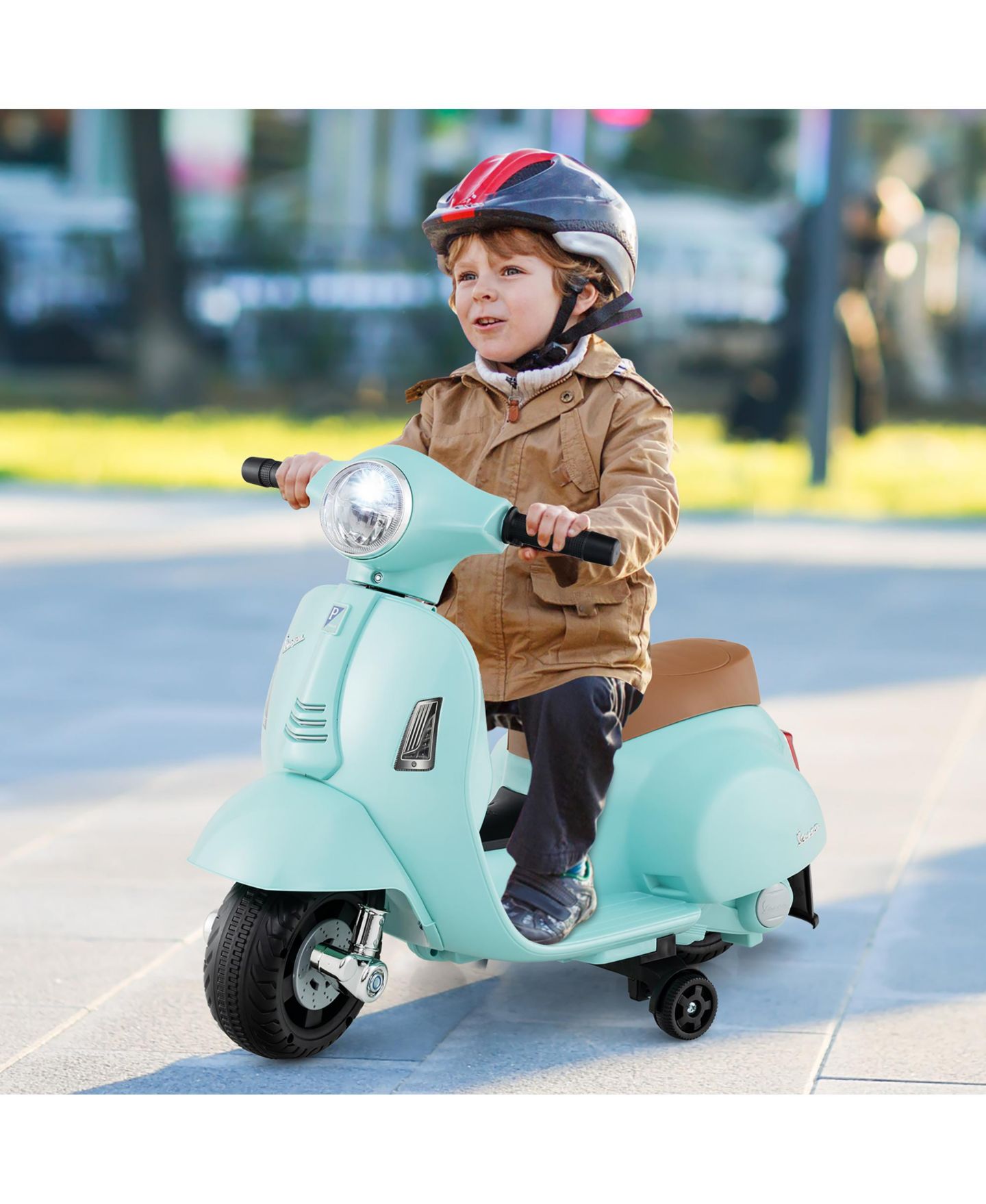 Детская игрушка Gymax Kids' Ride-On Motorcycle with 6V Battery, LED Headlights & Training Wheels, Ages 18-36 Months, цвет: Зелёный — фото 3