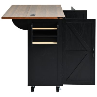 54.5" Rolling Kitchen Cart with Drop Leaf, Power Outlet, Spice Rack and Ample Storage
