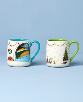 WhoVille Grinch Fireplace Mugs, Set of 2