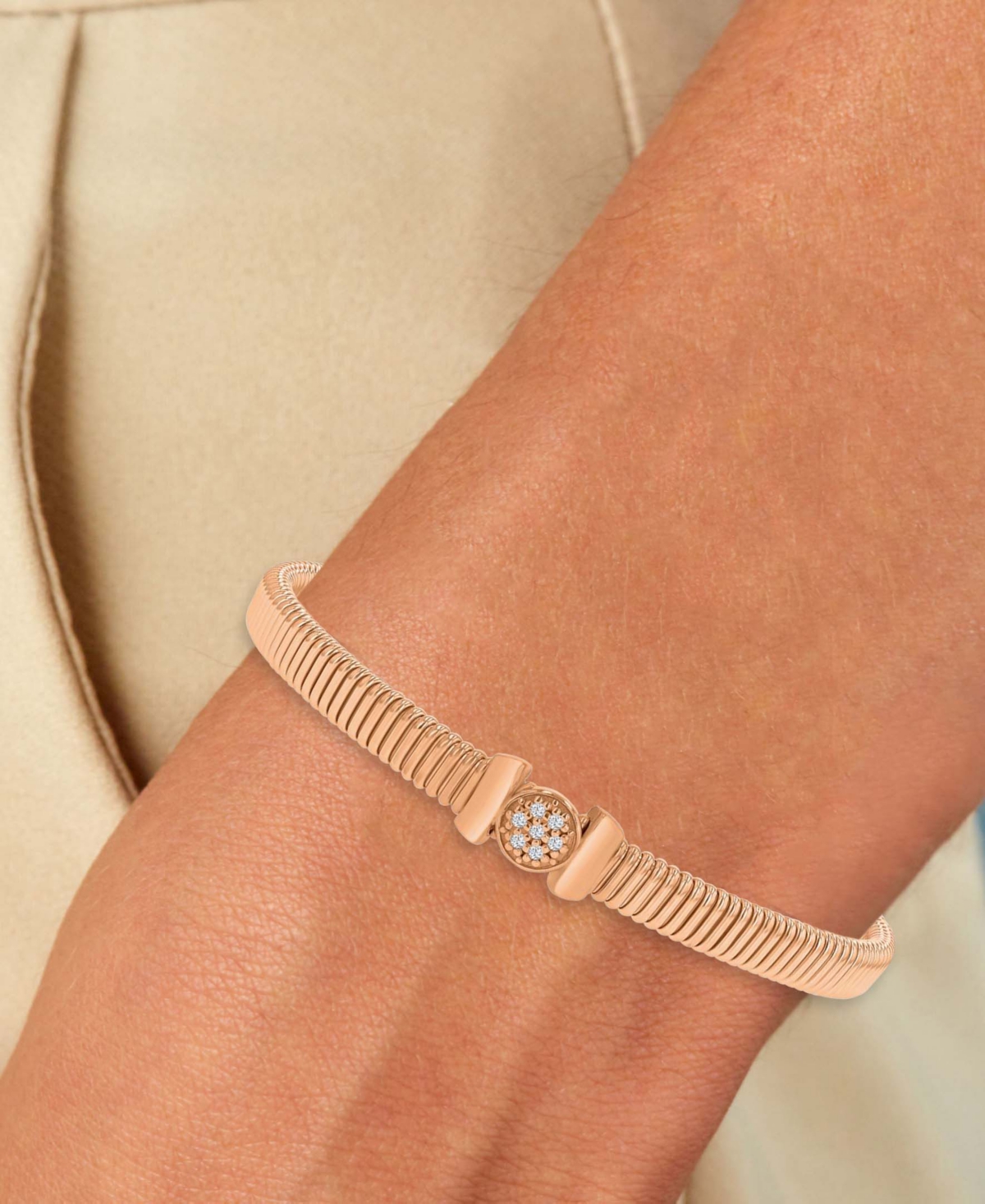 Macy's Cubic Zirconia Cluster Tubogas Cuff Bracelet In Gold