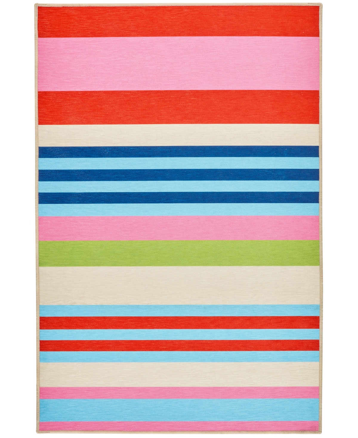 Dash And Albert Rugs By Annie Selke Beach Stripe Machine Washable Da2163 3'x5' Area Rug In Multi