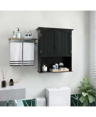 2-Door Wall Mount Bathroom Storage Cabinet with Open Shelf
