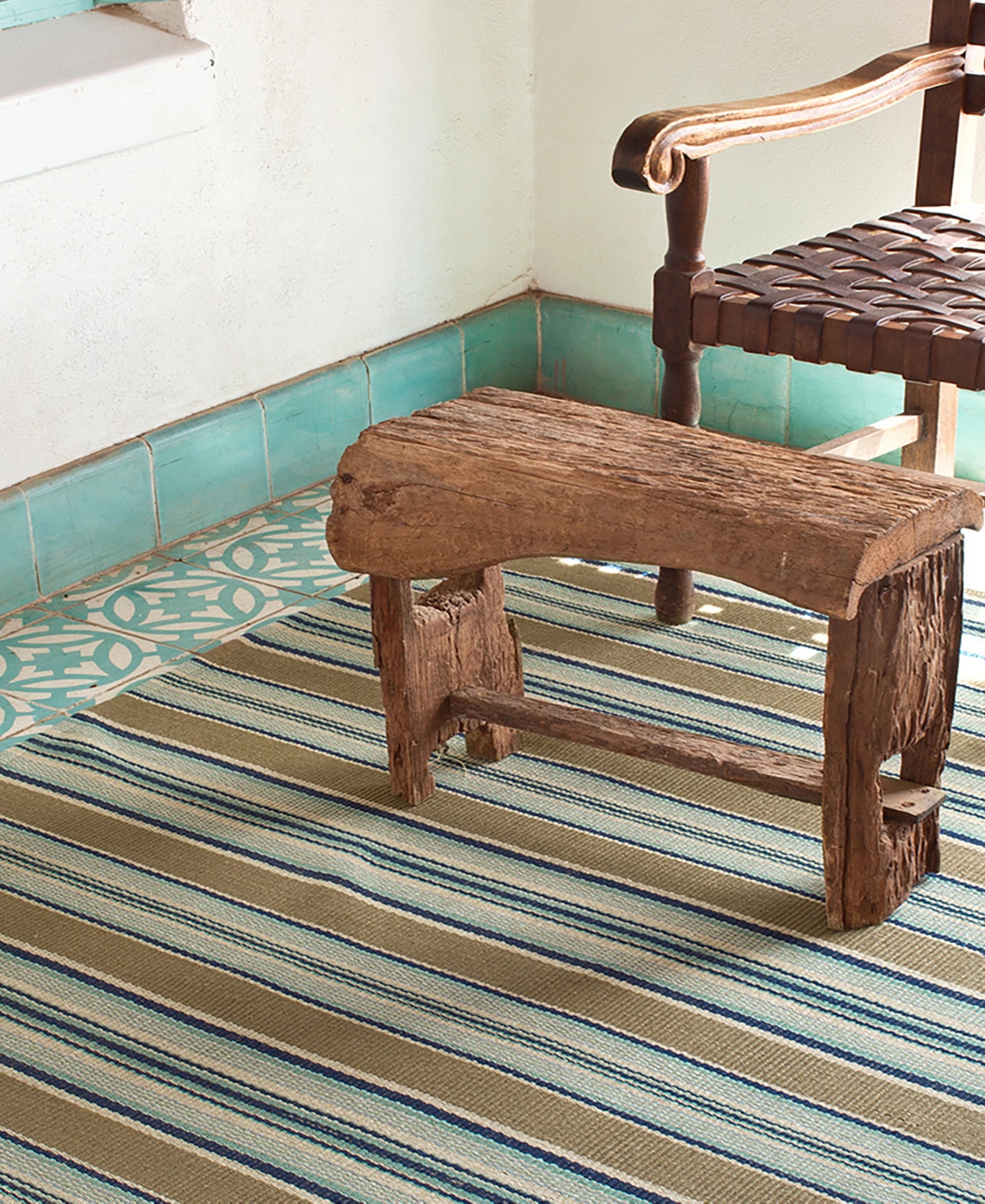 Dash And Albert Rugs By Annie Selke Blue Heron Stripe Rp41 9'x12' Area Rug In Blue