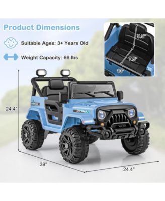 12V Kids Ride on Truck Car w/ Remote Control Threaded Wheels 3 Speeds LED Lights