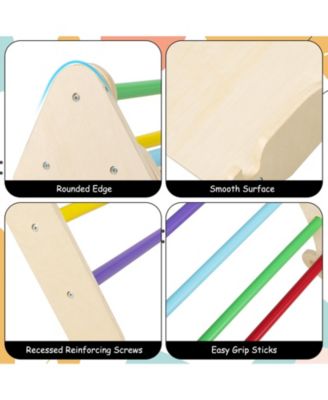 5 in 1 Wooden Climbing Toys for Toddlers, Triangle Climber with Ramp for Sliding or Climbing