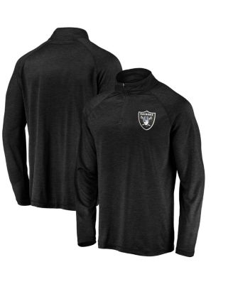 Fanatics - Men's Black Las Vegas Raiders Striated Primary Logo Raglan Quarter-Zip Pullover Jacket