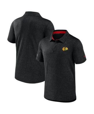 Fanatics - Men's Black Chicago Blackhawks Authentic Pro Jacquard Polo Shirt