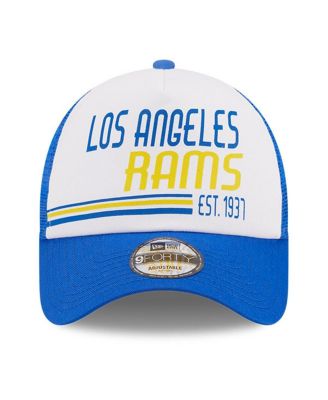 Men's White/Royal Los Angeles Rams Stacked A-Frame Trucker 9FORTY Adjustable Hat
