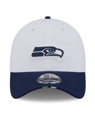 Men's White/College Navy Seattle Seahawks 2025 NFL Training Camp 39THIRTY Flex Hat