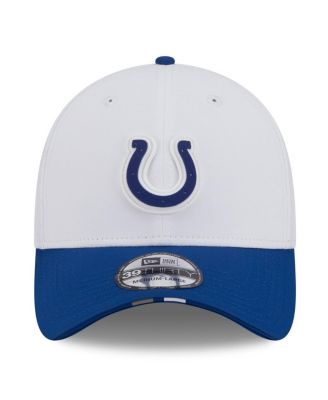 Men's White/Royal Indianapolis Colts 2025 NFL Training Camp 39THIRTY Flex Hat