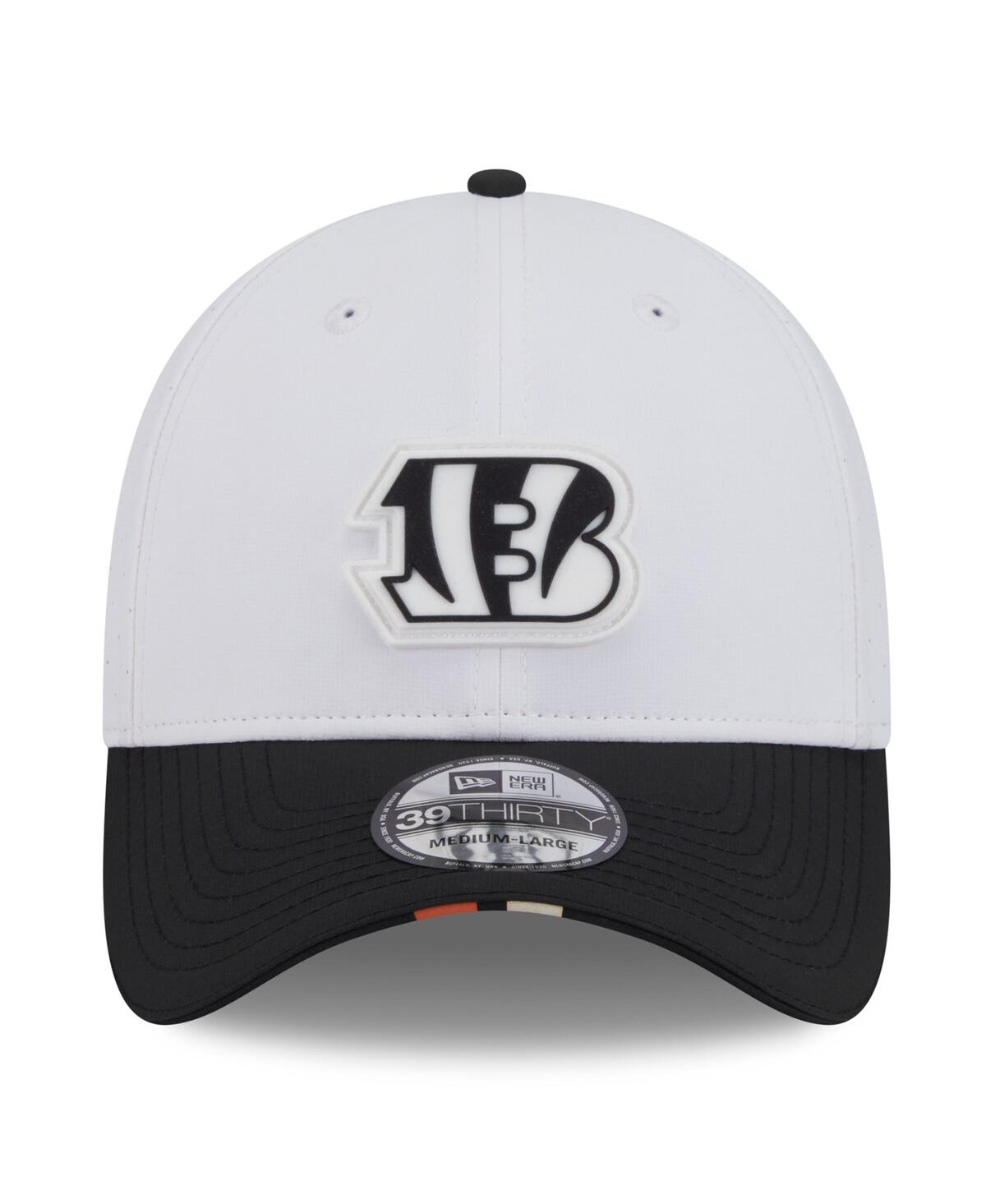 New Era Men's White/Black Cincinnati Bengals 2025 Nfl Training Camp 39THIRTY Flex Hat