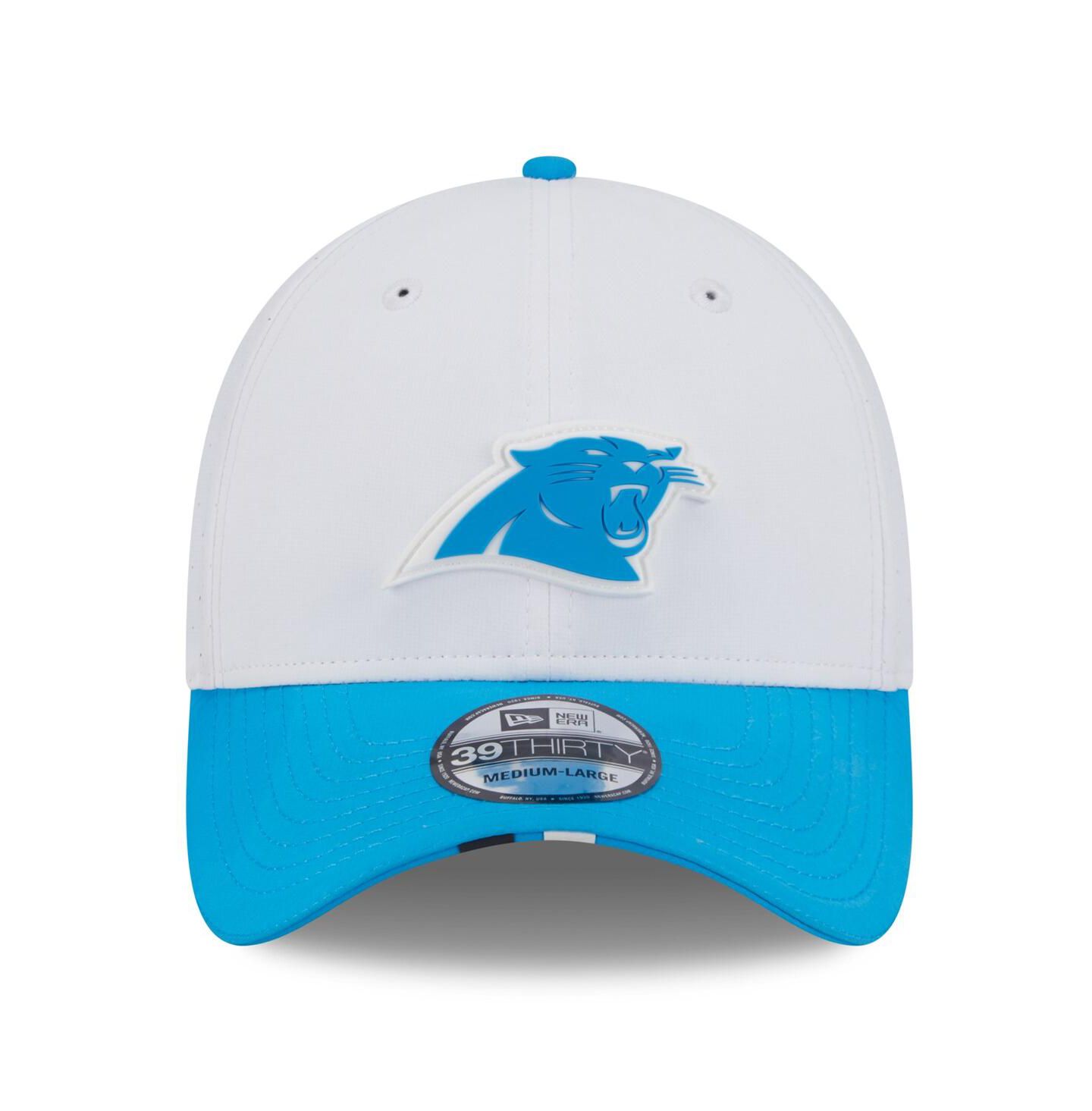 Мужская кепка New Era White/Blue Carolina Panthers 2025 NFL Training Camp 39THIRTY Flex Hat — фото 2