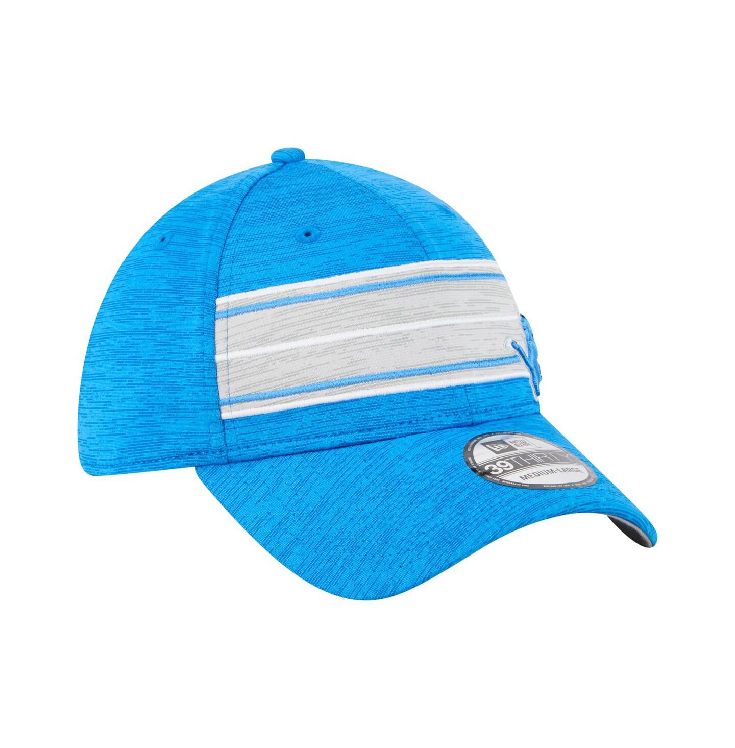 Мужская кепка New Era Blue Detroit Lions Stripes 39THIRTY Flex Hat — фото 3