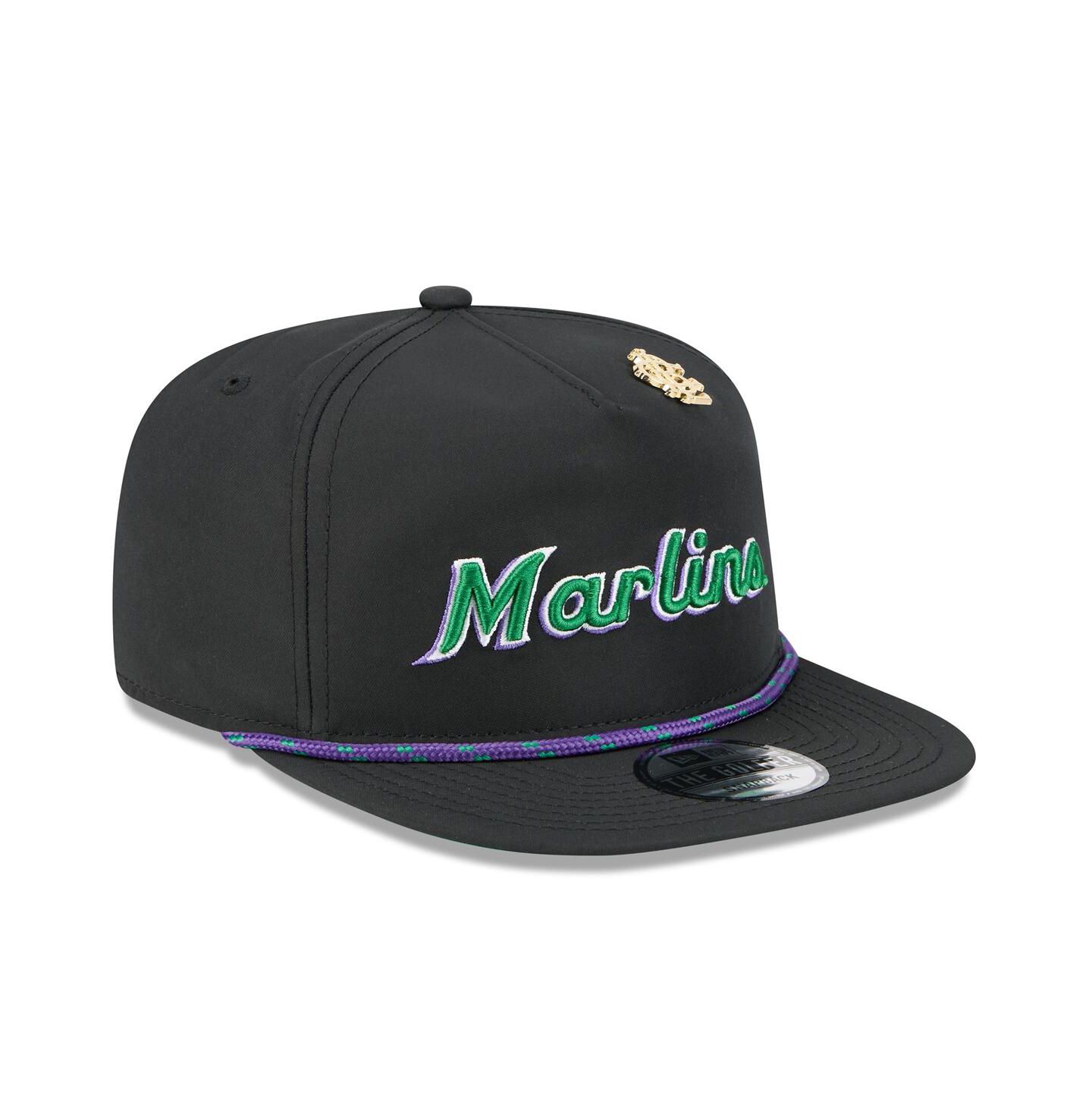 Мужская кепка New Era Black Miami Marlins 2025 Big League Chew Golfer Snapback Hat — фото 3