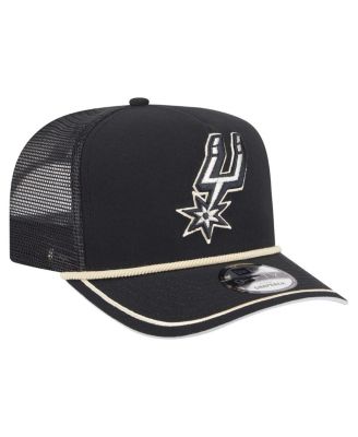 Men's Black San Antonio Spurs Vintage Team Rope A-Frame 9FIFTY Snapback Hat