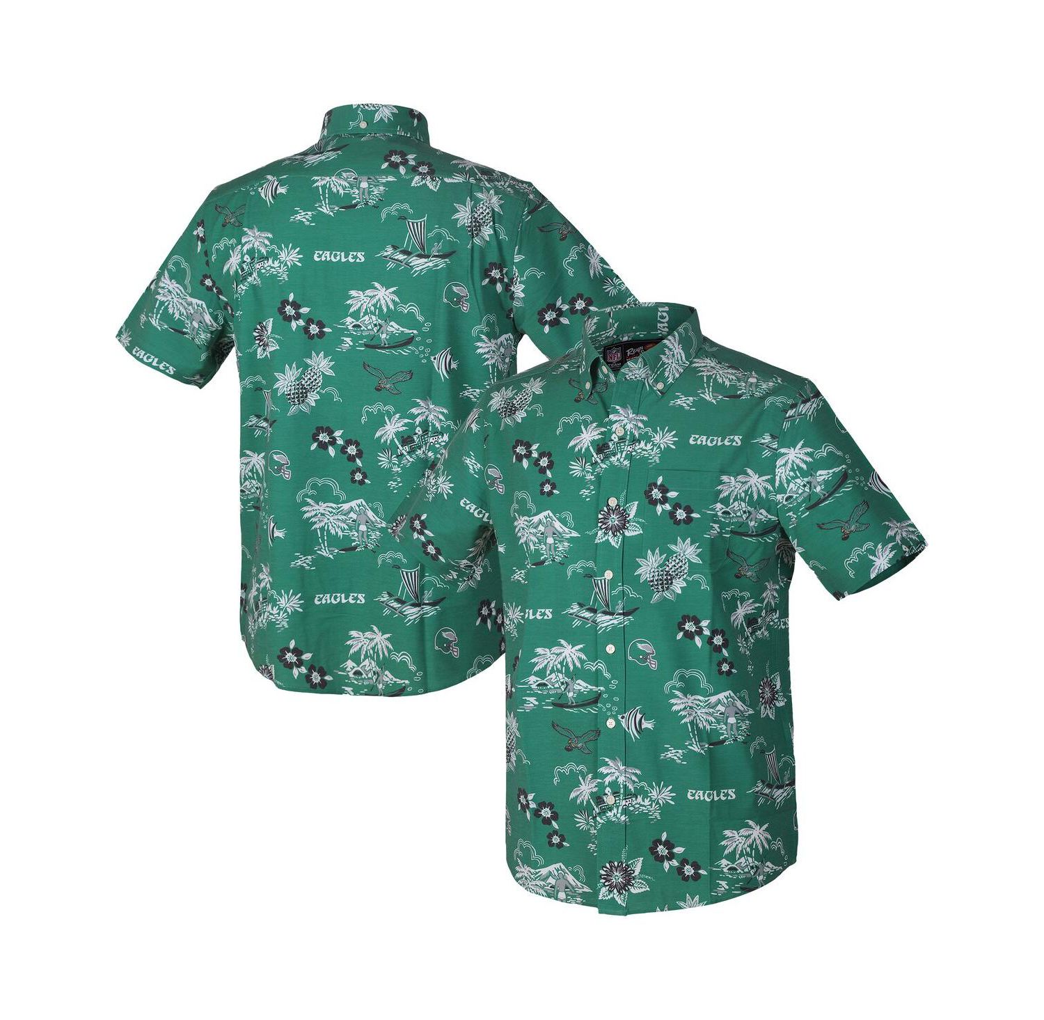 Men's Green Philadelphia Eagles Throwback Kekai Performance Button-Down Shirt