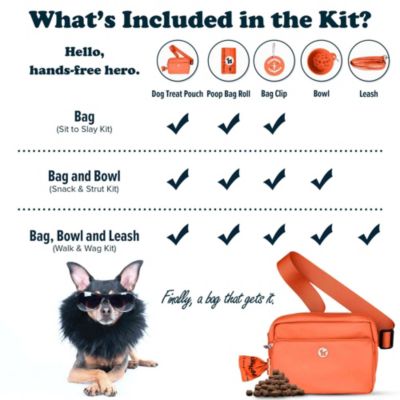 Walk Star Kit: 3-in-1 Dog Walk Bag & Bowl plus Matching 90 Refill Dog Poop Bags