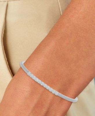 Round-Cut Cubic Zirconia Mesh Cuff Bracelet in Sterling Silver or 14k Gold or 14k Rose Gold Over Sterling Silver