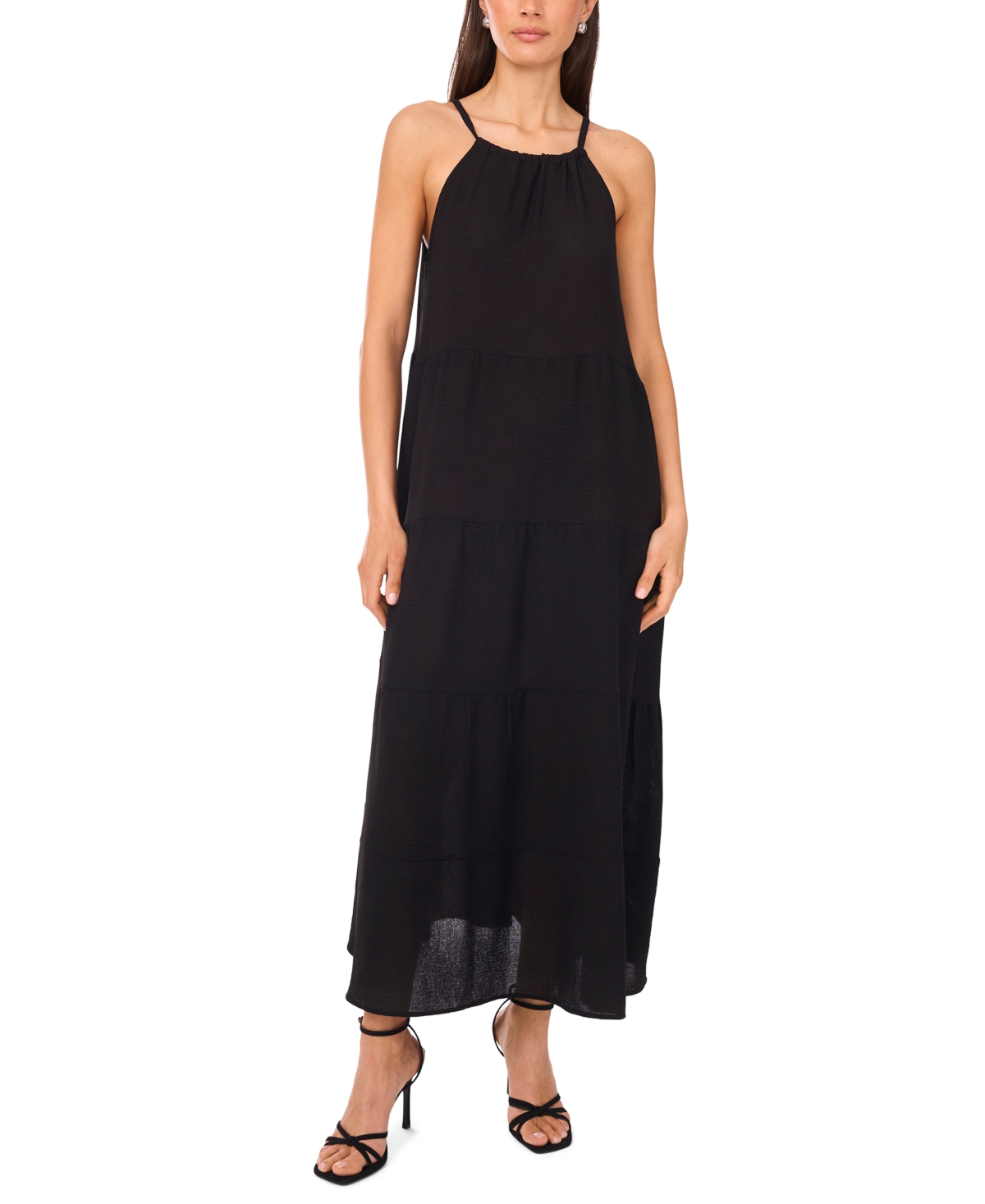 Women's Sleeveless Gauze Midi Dress - Rich Black