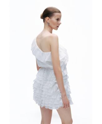 Women's Mini Dress with Layered Ruffle Details