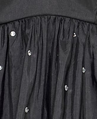 Juniors' Rhinestone-Trim Taffeta Bubble Dress