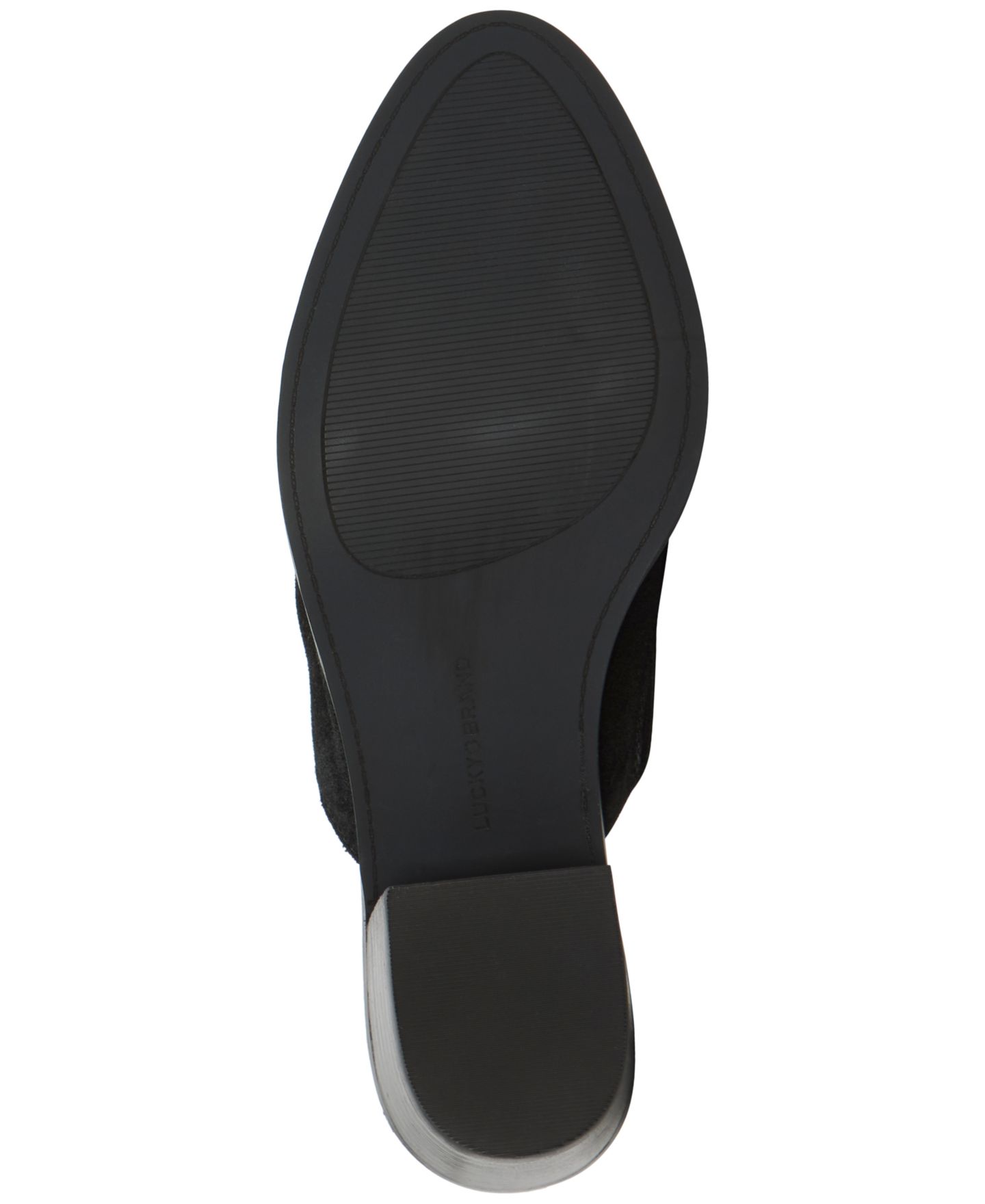 Женские сабо Lucky Brand Myrila Low Heeled Slip-On Mules, цвет: Чёрный замшевый — фото 5