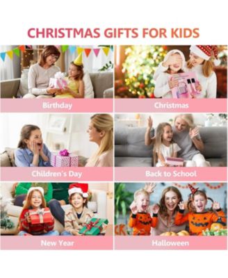 Mini Karaoke Machine for Kids, Portable Bluetooth Speaker with 2 Wireless Mics, LED Lights, Gift for Girls & Boys, Ages 3-12+ (Pink)