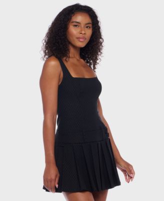 Juniors' Checkered Drop Waist Dress