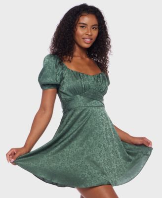 Juniors' Jacquard Floral Fit & flare Dress