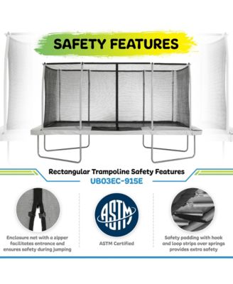 9' X 15' Gymnastics Style, Rectangular Trampoline Set with Premium Top-Ring Enclosure System - Beige/Black