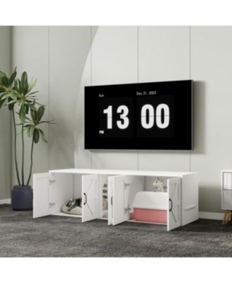 Double Cat Litter Box Enclosure - White