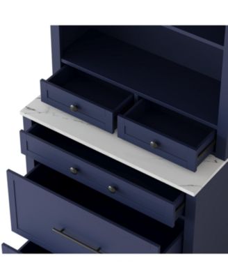 Wood Faux Marble Top Kitchen Pantry Cabinet