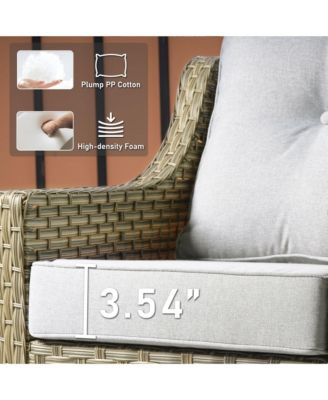 5 Piece Outdoor Rattan Patio Furniture Set with 3 Seat Sofa,Swivel Rocking Chairs,Solar Coffee Table,Wicker Sofa Set for Backyard and Porch