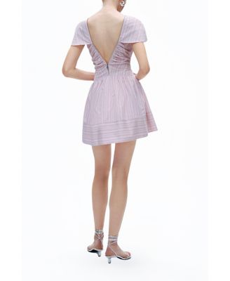 Women's Striped Mini Dress with Zipper Detail