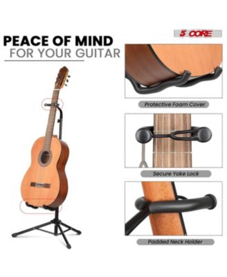 5Core Guitar Stand Pair Floor Folding Holder Soporte Para Guitarra for Acoustic Electric Bass - GSH HD BLK 2PK