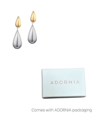 Two Tone Mixed Metal Teardrop Drop Earrings