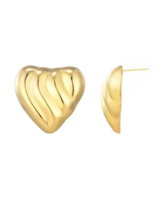 Stainless Steel Heart Statement Stud Earrings